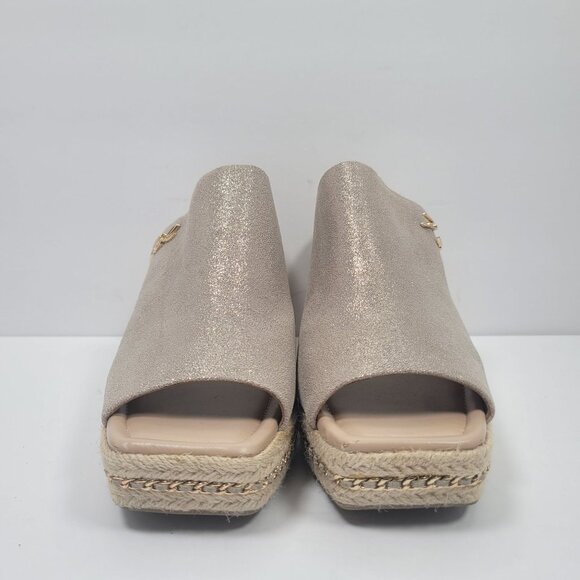 Karl Lagerfeld Paris Corissa Women's Beige Wedge Slip On Sandal US Size 11M - Picture 3 of 9